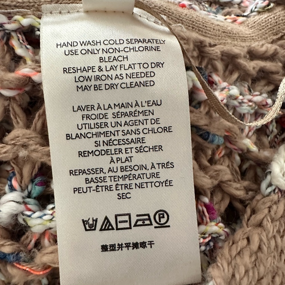 Free People Lake Life Pullover Open Knit Cropped Sweater in Sunset Sand Size XS - Picture 10 of 11